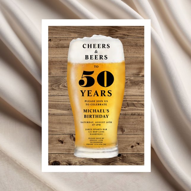 Prost Und Bier 50. Geburtstag Einladung (Cheers And Beers 50th Birthday Invitation)