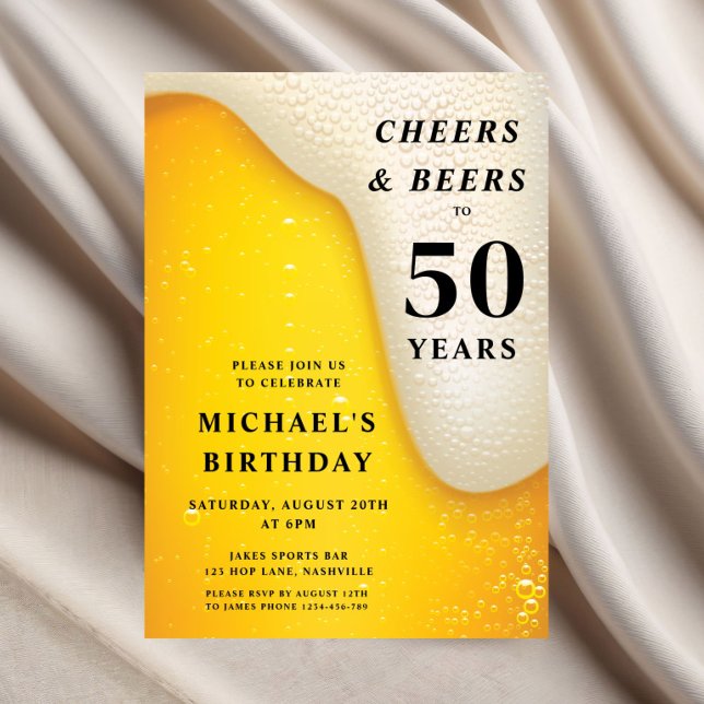 Prost Und Bier 50. Geburtstag Einladung (Cheers And Beers 50th Birthday Invitation)