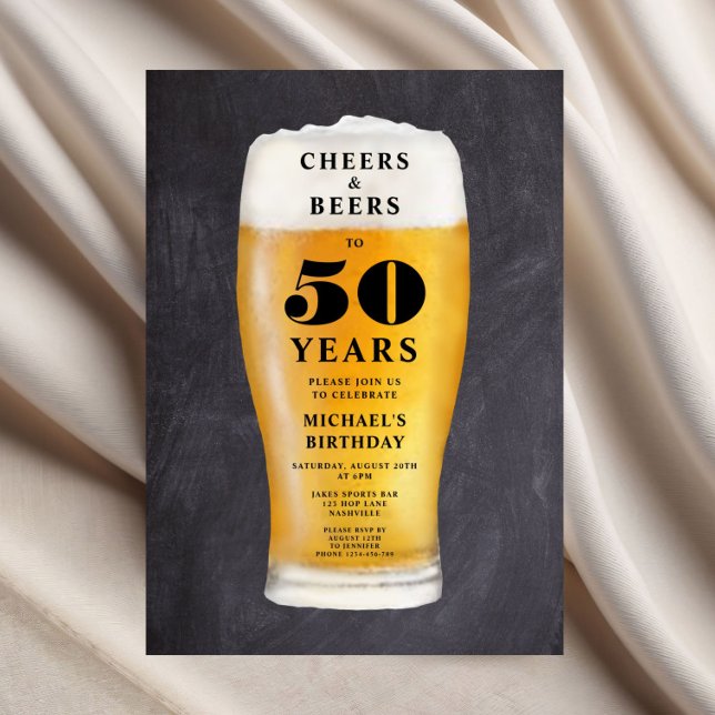 Prost Und Bier 50. Geburtstag Einladung (Cheers And Beers 50th Birthday Invitation)