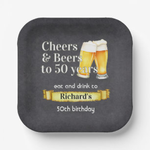 Prost und Bier 50 Jahre einfache Vintage-Schwarz Pappteller