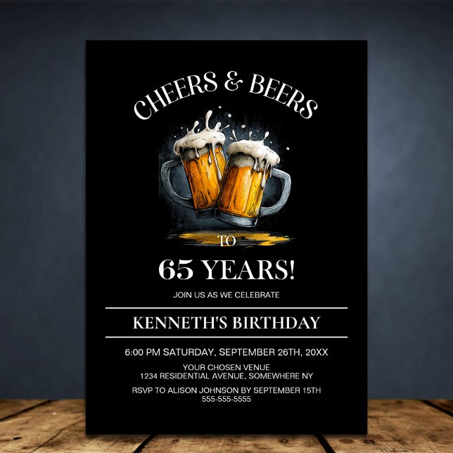 Prost und Bier 65. Geburtstagsfeier Einladung (Von Creator hochgeladen)