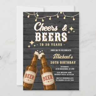 Prost und Bier Erwachsener Geburtstag Rustikales H Einladung