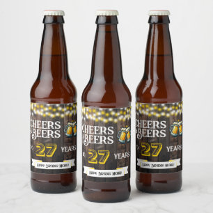 Prost und Bier zum 27. rustikalen Geburtstag Bierflaschenetikett