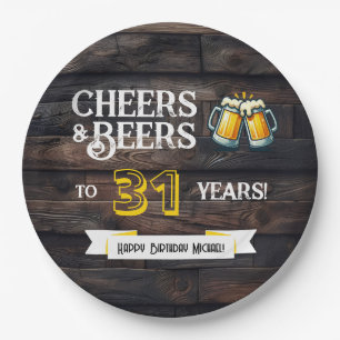 Prost und Bier zum 31. rustikalen Geburtstag Pappteller