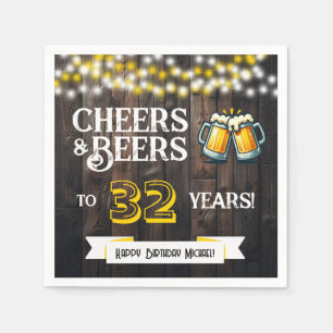Prost und Bier zum 32. rustikalen Geburtstagsparty Serviette