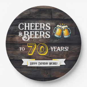 Prost und Bier zum 70. Geburtstag Rustikal Pappteller