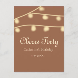 Prost vierzig braune gelbe Lichterkette Geburtstag Postkarte