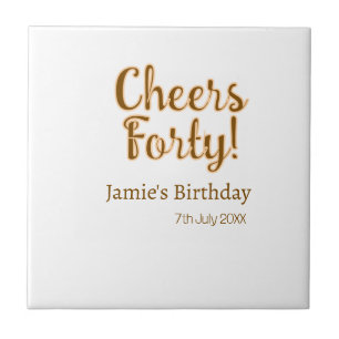 Prost vierzig orange braune Kalligrafie Geburtstag Fliese