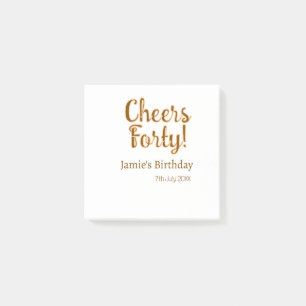 Prost vierzig orange braune Kalligrafie Geburtstag Post-it Klebezettel
