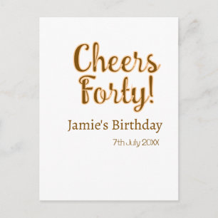 Prost vierzig orange braune Kalligrafie Geburtstag Postkarte