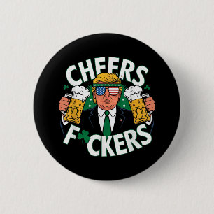 Prost Vorne St Patricks Day Lustiger Biertrinker Button