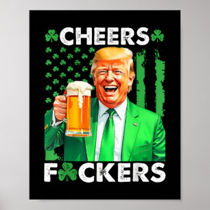 Prost Vorne St Patricks Day Lustiges Biertrinken Poster