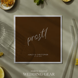 Prost! Walnut Brown Minimaler Anlass-Cocktail Serviette