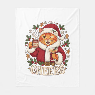 Prost Weihnachten Orange Katze Weihnachtsmann Hut Fleecedecke