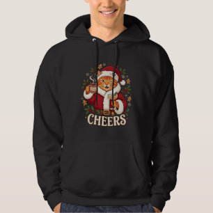 Prost Weihnachten Orange Katze Weihnachtsmann Hut Hoodie