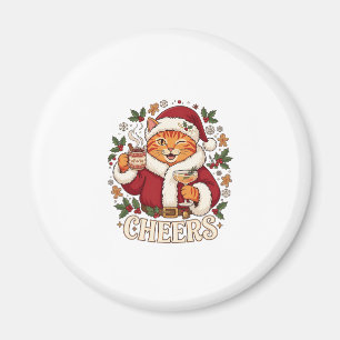 Prost Weihnachten Orange Katze Weihnachtsmann Hut Magnet