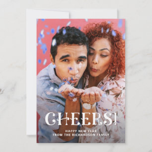 Prost Whimsikale Typografie und Foto Neue Jahre Feiertagskarte