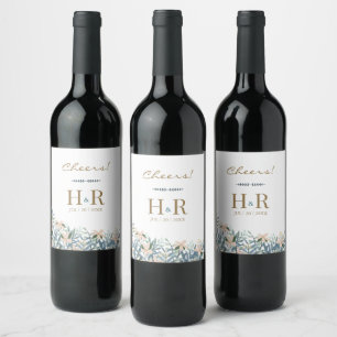 Prost Wildflower Hochzeitsweinetikett Weinetikett
