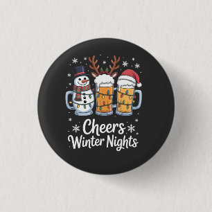 Prost Winter Nächte Biere Schneemann Bierliebhaber Button