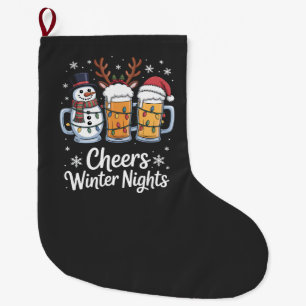 Prost Winter Nächte Biere Schneemann Bierliebhaber Großer Weihnachtsstrumpf
