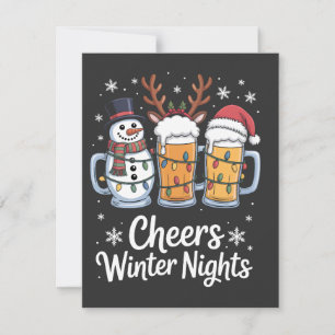 Prost Winter Nächte Biere Schneemann Bierliebhaber Mitteilungskarte