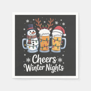 Prost Winter Nächte Biere Schneemann Bierliebhaber Serviette