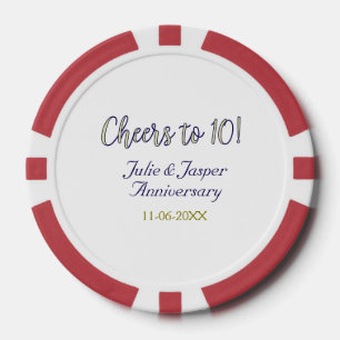 Prost zum 10. Hochzeitstag blau goldene Mod Pokerchips