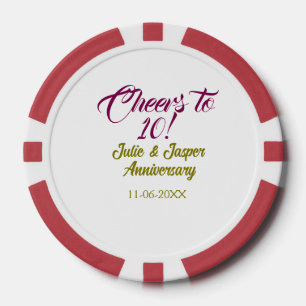 Prost zum 10. Hochzeitstag in Mauve Golden Pokerchips