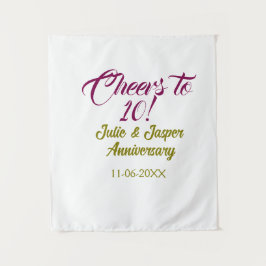 Prost zum 10. Hochzeitstag in Mauve Golden Wandteppich