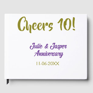 Prost zum 10. Hochzeitstag lila golden Gästebuch