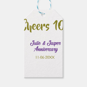 Prost zum 10. Hochzeitstag lila goldene Na Geschenkanhänger