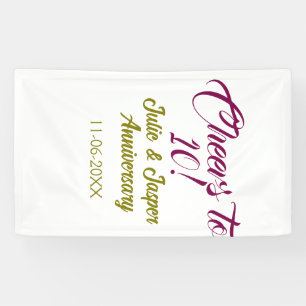 Prost zum 10. Hochzeitstag mauve golden na Banner