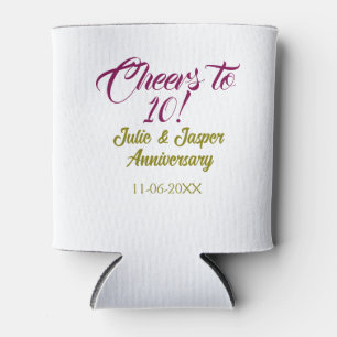 Prost zum 10. Hochzeitstag mauve golden na Dosenkühler