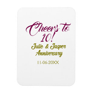 Prost zum 10. Hochzeitstag mauve golden na Magnet