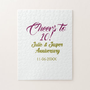 Prost zum 10. Hochzeitstag mauve golden na Puzzle