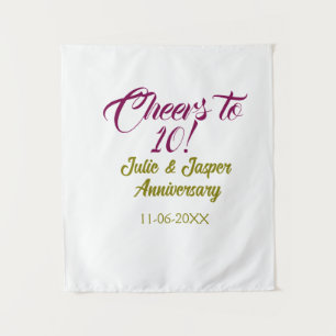Prost zum 10. Hochzeitstag mauve golden na Wandteppich