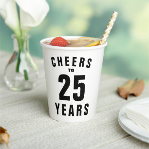 Prost zum 25. Hochzeitstag Partyfeier Pappbecher