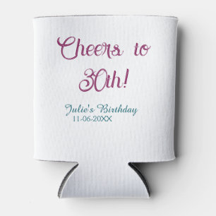 Prost zum 30. Geburtstag Name Datum lila blau eleg Dosenkühler