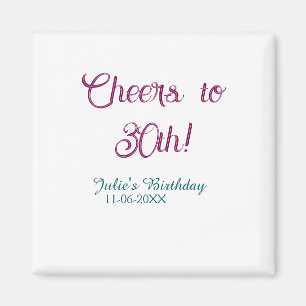 Prost zum 30. Geburtstag Name Datum lila blau eleg Magnet