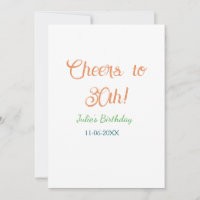 Prost zum 30. Geburtstag Name Datum orange grün bl
