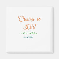 Prost zum 30. Geburtstag Name Datum orange grün bl