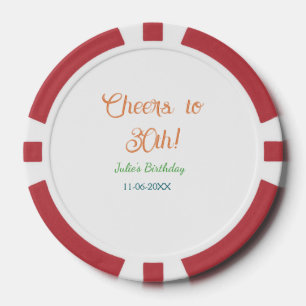 Prost zum 30. Geburtstag Name Datum orange grün bl Pokerchips