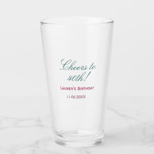 Prost zum 40. Geburtstag Name Datum lila blau eleg Glas
