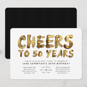 Prost zum 50. Geburtstag gold Einladung