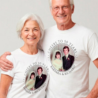 Prost zum 50. Hochzeitstag Benutzerdefiniertes Fot T-Shirt