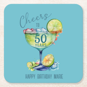Prost zum 50-jährigen Jubiläumsgeburtstag  Rechteckiger Pappuntersetzer