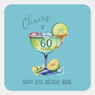 Prost zum 60-jährigen Jubiläumsgeburtstag Quadratischer Aufkleber