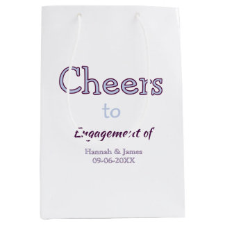 Prost zum Engagement von Name Lila Pastell Maron Mittlere Geschenktüte