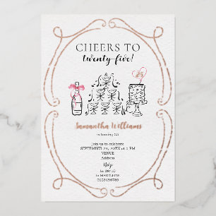 Prost zum Geburtstag Mädchen Soirée Champagner-Tur Folieneinladung