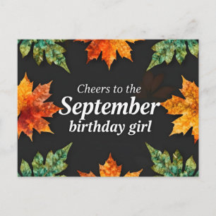  Prost zum September-Geburtstag-Mädchen-Text Postkarte